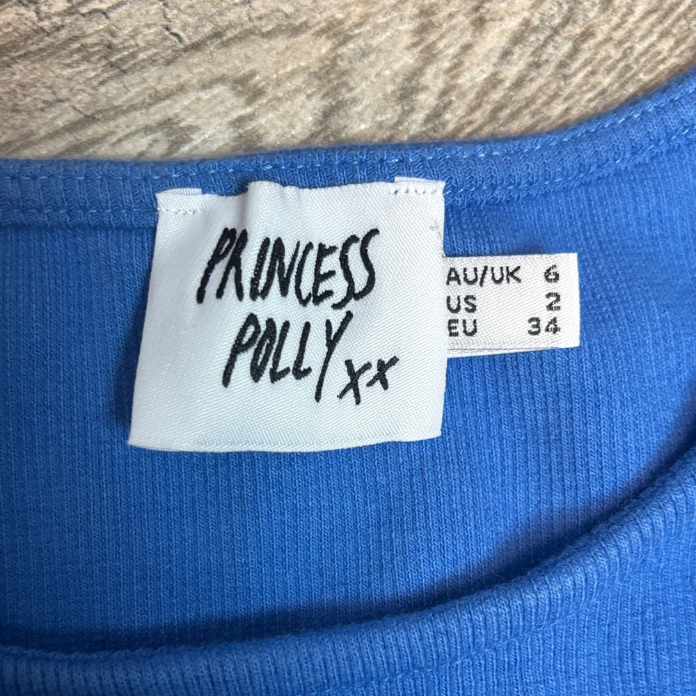 Princess Polly Blue Short Sleeve Ribbed Top - Picture 4 of 5
